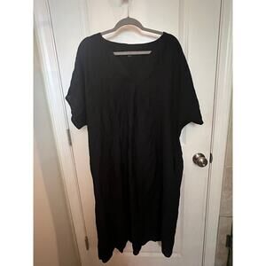 COS Women's Black Relaxed Fit Bohemian Midi M Shirt Dress Oversized Coastal